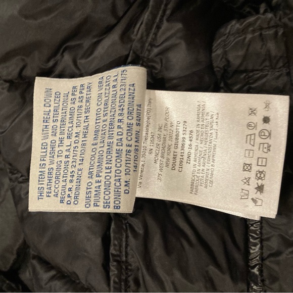 Moncler Douret Short Down Jacket Black Goose Down Puffer Authentic Hooded - Picture 12 of 15